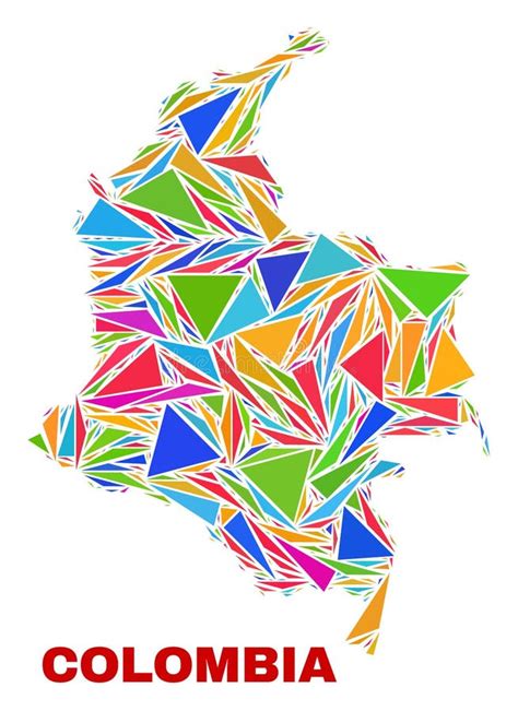 Mapa De Colombia Mosaico De Los Triángulos Del Color Ilustración Del