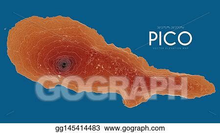 Vector Illustration Topographic Map Of Pico Azores Islands Portugal Vector Detailed