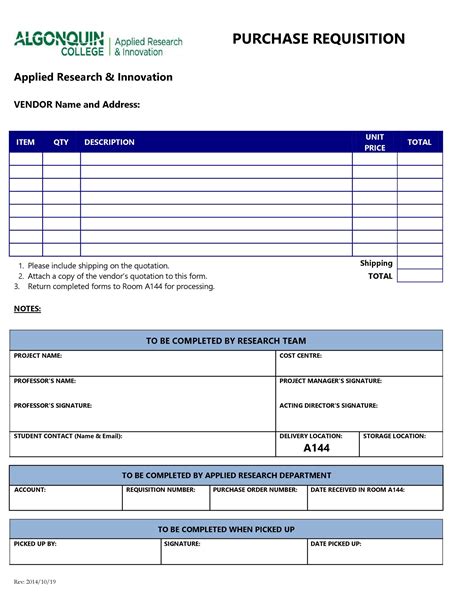 Sample Requisition Form Template