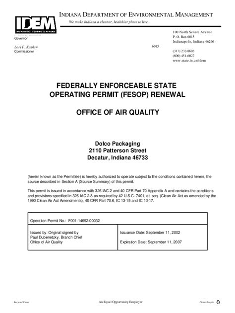 Fillable Online Permits Air Idem In Idem Air Permitting Basic And