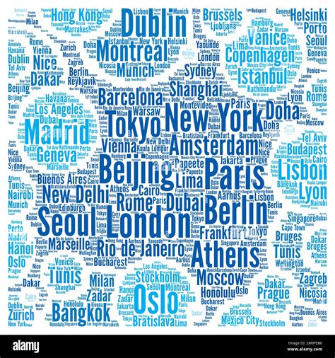 Travel Cities Destinations Word Cloud Concept Stock Photo Alamy