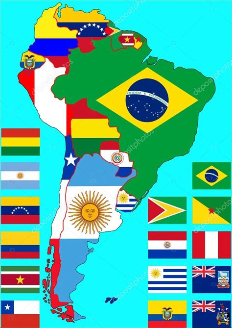 Political Map Of South America With Flags