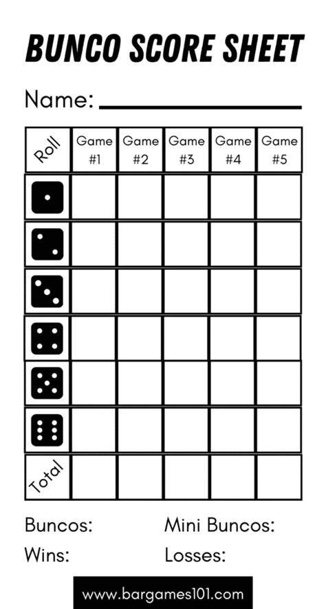 Free Bunco Printable Score Sheets