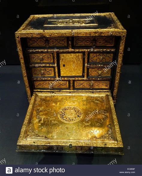 Gilt Bronze Casket Made From Various Woods Dated 17th Century Stock