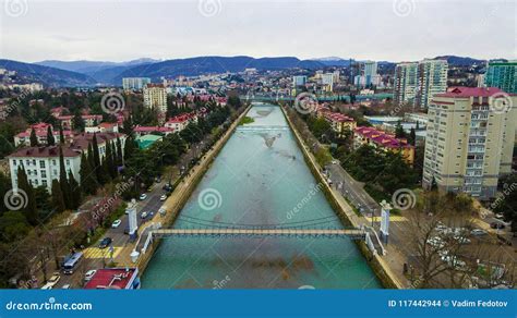 Drone View Of Sochi River Russia Stock Photo Image Of Park House