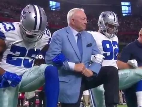 Dallas Cowboys Owner Jerry Jones Takes A Knee With Team Despite Anti