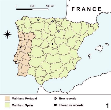 Map Of The Iberian Peninsula Showing The New And Previouly Known Records Of Andrena.ppm