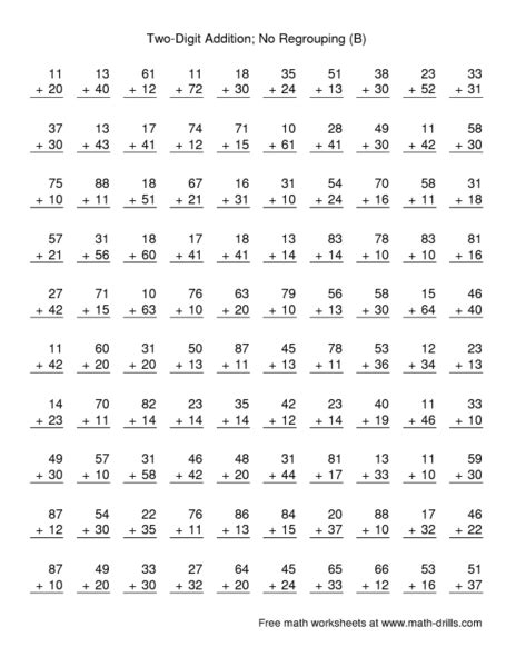 Printable 2 Digit Addition With Regrouping