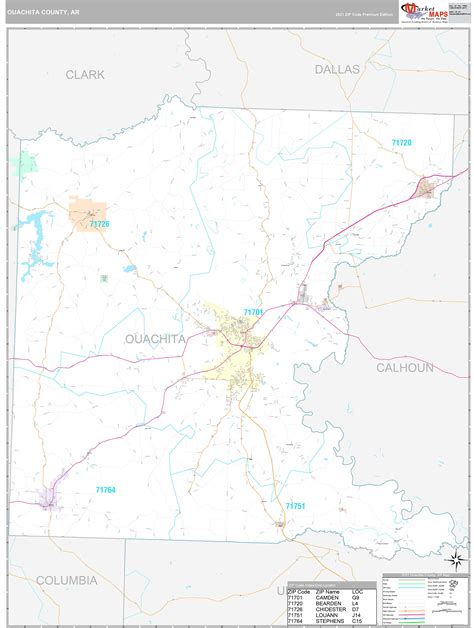 Ouachita County Ar Wall Map Premium Style By Marketmaps