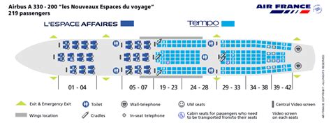 Air France Airlines Airbus A330 200 Aircraft Seating Chart France