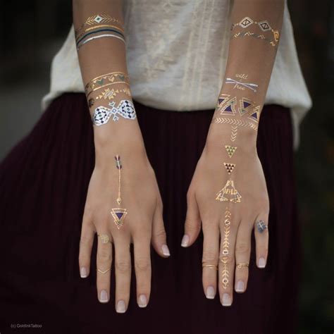 native aztec bracelets set metallic tattoo temporary aztec bracelet gold tattoo