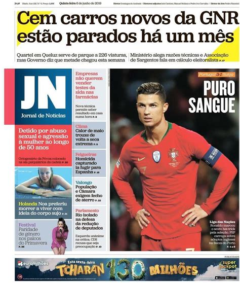 Capa Jornal De Notícias 6 Junho 2019 Capasjornaispt