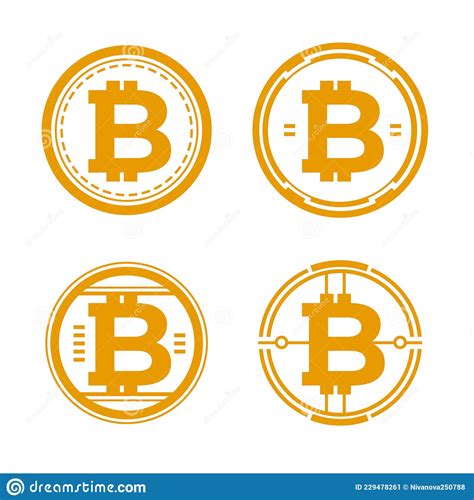 Set Of Flat Design Bitcoin Logo Templates Vector Illustration Stock