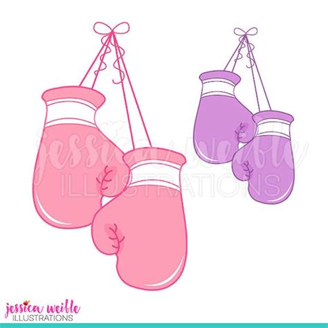 Pink Boxing Gloves Cute Digital Clipart Boxing Gloves Clip Art Boxing