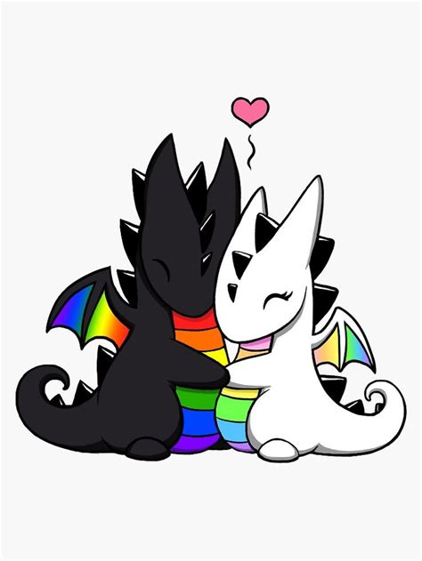 Rainbow Dragon Couple Sticker By Rebecca Golins Cute Dragon Drawing Cartoon Dragon Dragon