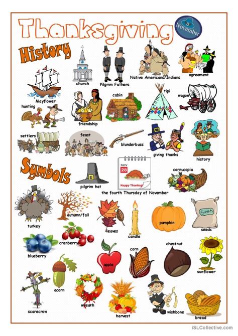 Thanksgiving Pictionary1 Pictionary English Esl Worksheets Pdf And Doc