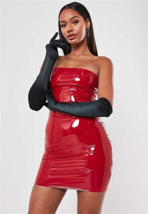 missguided red vinyl bandeau mini dress women dress online vinyl dress pvc mini dress