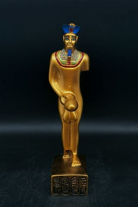 egyptian statue of god min god of fertility made in egypt etsy
