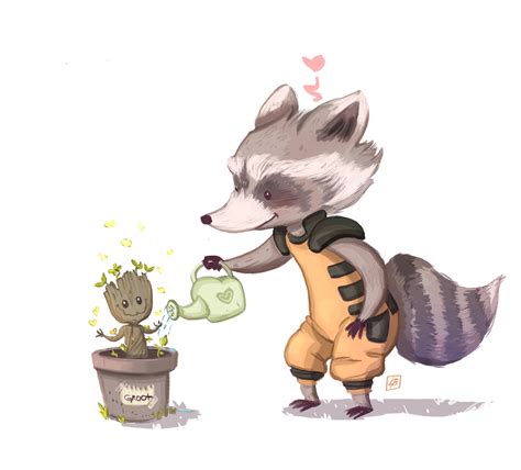 Das ist mein speed drawing von rocket raccoon und groot aus dem guardians of the galaxy 2 trailer. Laís Bicudo - Rocket Raccoon and Baby Groot