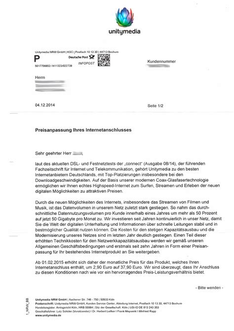 Sehr geehrte damen und herren, hiermit kündige ich meinen vertrag sofort, ersatzweise zum nächstmöglichen zeitpunkt. Unitymedia KabelBW erhöht die Preise für Internet-Tarife