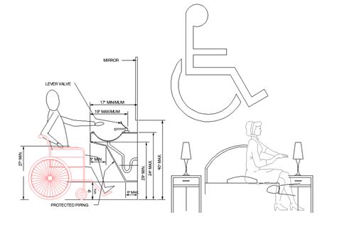 Wheelchair Plan And Section Layout File Cadbull