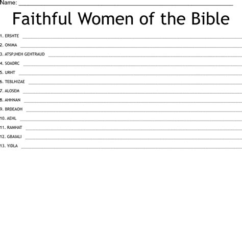 Faithful Women Of The Bible Word Scramble Wordmint