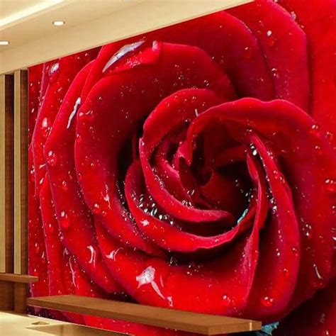 Buy Romatic Red Rose Flower Murals Photo Wallpaper 3d
