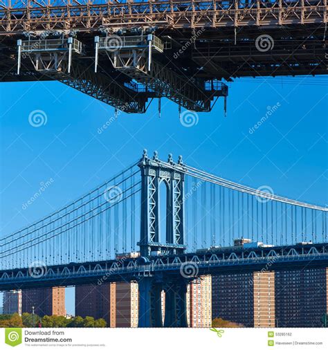 Manhattan Bridge And Skyline In New York Stock Photo Image Of Urban