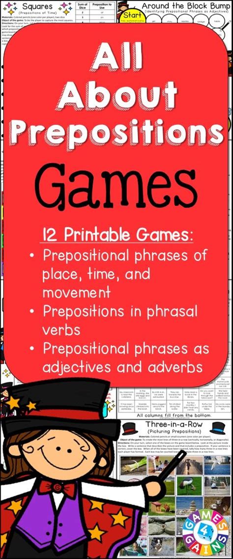 Prepositions Games Prepositional Phrases Prepositions Of Place Time