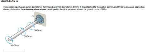 Solved Question 5 The Copper Pipe Has An Outer Diameter Of