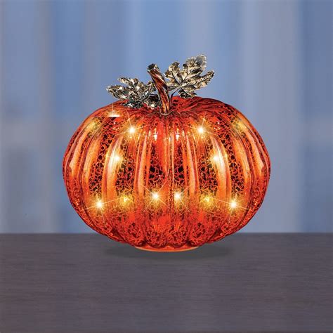 Festive Lighted Glass Pumpkins Indoor Fall Decor | Collections Etc.