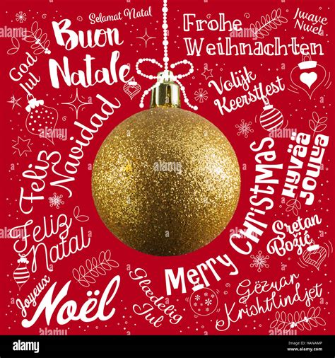 Merry Christmas Different Languages Fotos Und Bildmaterial In Hoher