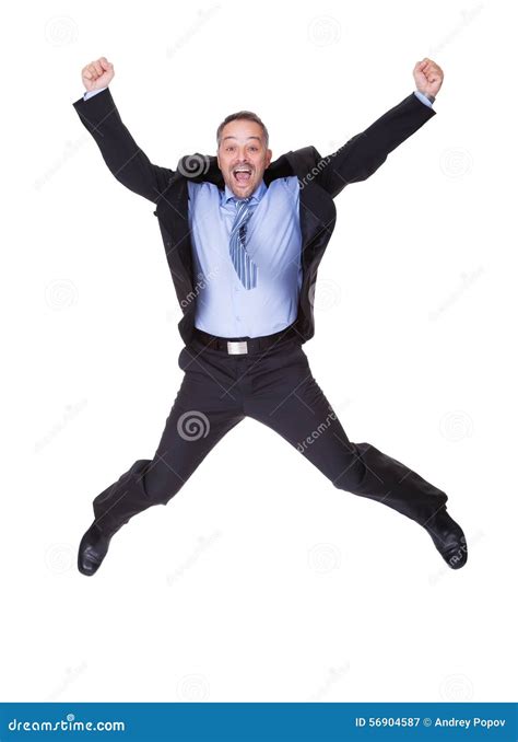 Businessman Jumping In Joy Stock Image Image Of Power 56904587