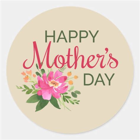Elegant Floral Happy Mothers Day Sticker Seal
