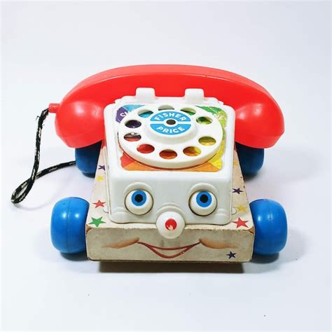 Vintage Fisher Price Chatter Telephone Pull Toy 747 Wooden Etsy