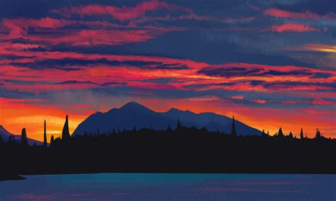 Landscape Digital Art Sunset Wallpaper Coolwallpapersme