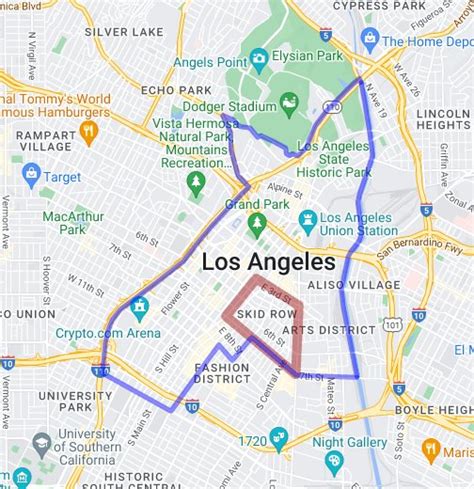 Skid Row Los Angeles Map Map Vector