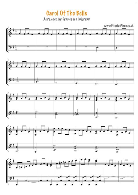 Free Printable Carol Of The Bells Piano Sheet Music Printable Word