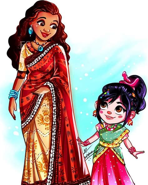 03 Moana And Vanellope Disney Princesses In Indian Attire Part 3