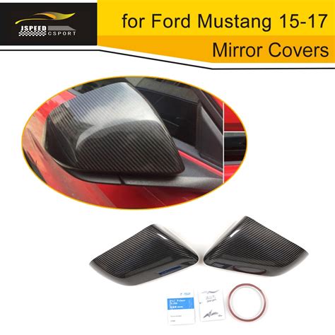 Carbon Fiber Car Side Rear Mirror Cover Caps For Ford Mustang 2015 2016