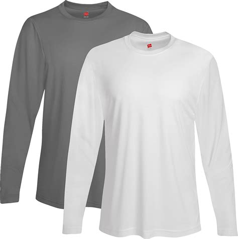 Hanes Mens 2 Pack Long Sleeve Cool Dri T Shirt Upf 50 1 Graphite