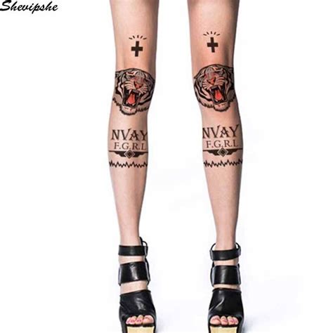 Sexy Pantyhose Female Punk Rock Women Tights Tattoo Stocking Sexy Sheer Stockings Tight Collant