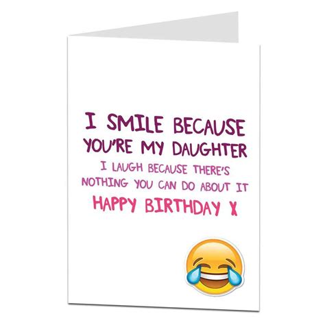Take a peak at a sampling below and click download to see all of them! Free Printable Funny Birthday Cards For Daughter | Printable Birthday Cards