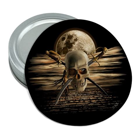 pirate skull crossed swords cutlasses ocean moon round rubber non slip jar gripper lid opener