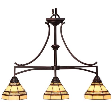 Hampton Bay Addison Light Oil Rubbed Bronze Kitchen Island Light With Tiffany Style Stained