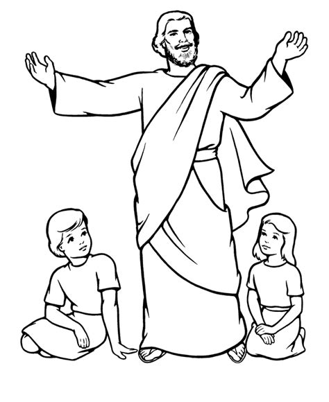 Jesus And The Children Coloring Page Coloring Home
