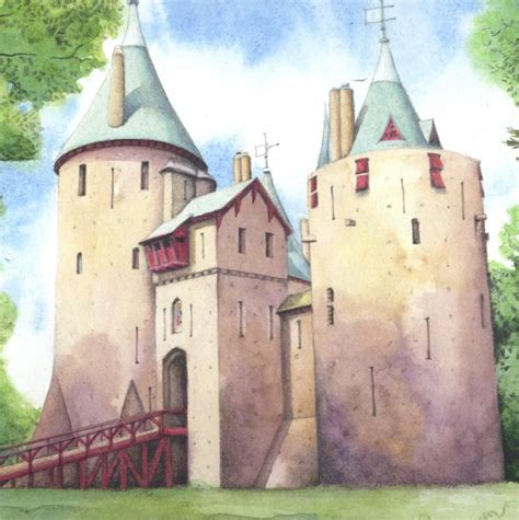 Painting Of Castell Coch Cardiff Original Watercolour Castle Castle