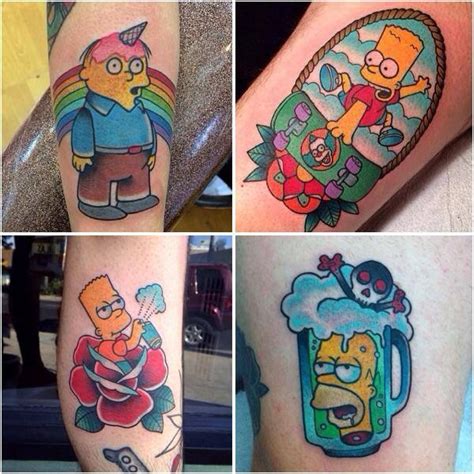 Tattoo By Alex Strangler Cartoon Tattoos Simpsons Tattoo Badass Tattoos