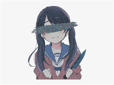 Anime Girl Aesthetic Tumblr Knife Glitch Noeyes Freetoe Kawaii Anime Female Yandere Free