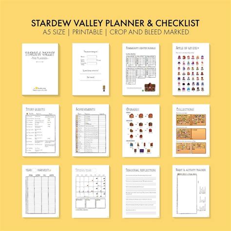 Printable Stardew Valley Planner And Checklist A5 Size Gaming Etsy